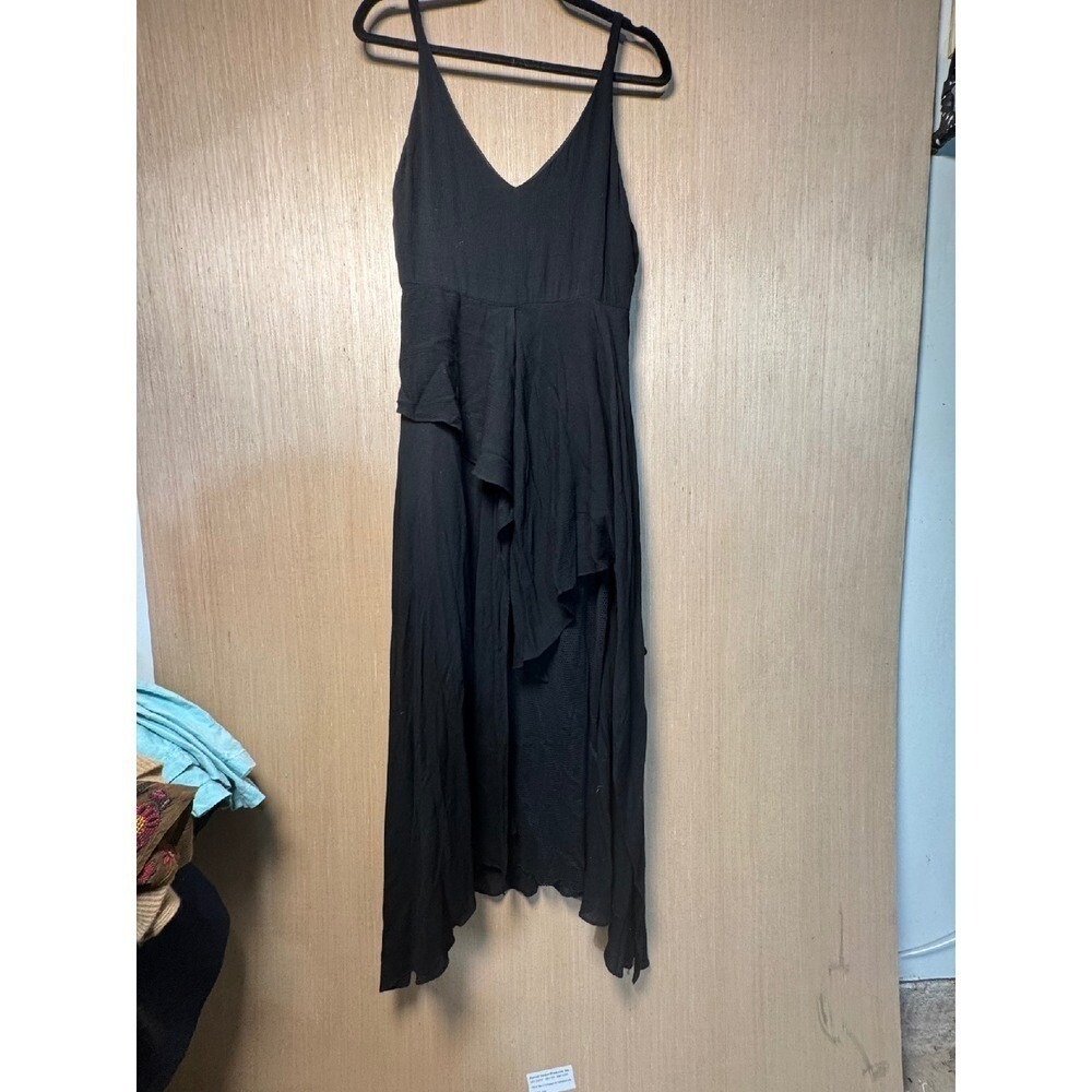 Rachel Comey Black Maxi Dress Size 6‎ V Neck Sleeveless Ruffle High Low